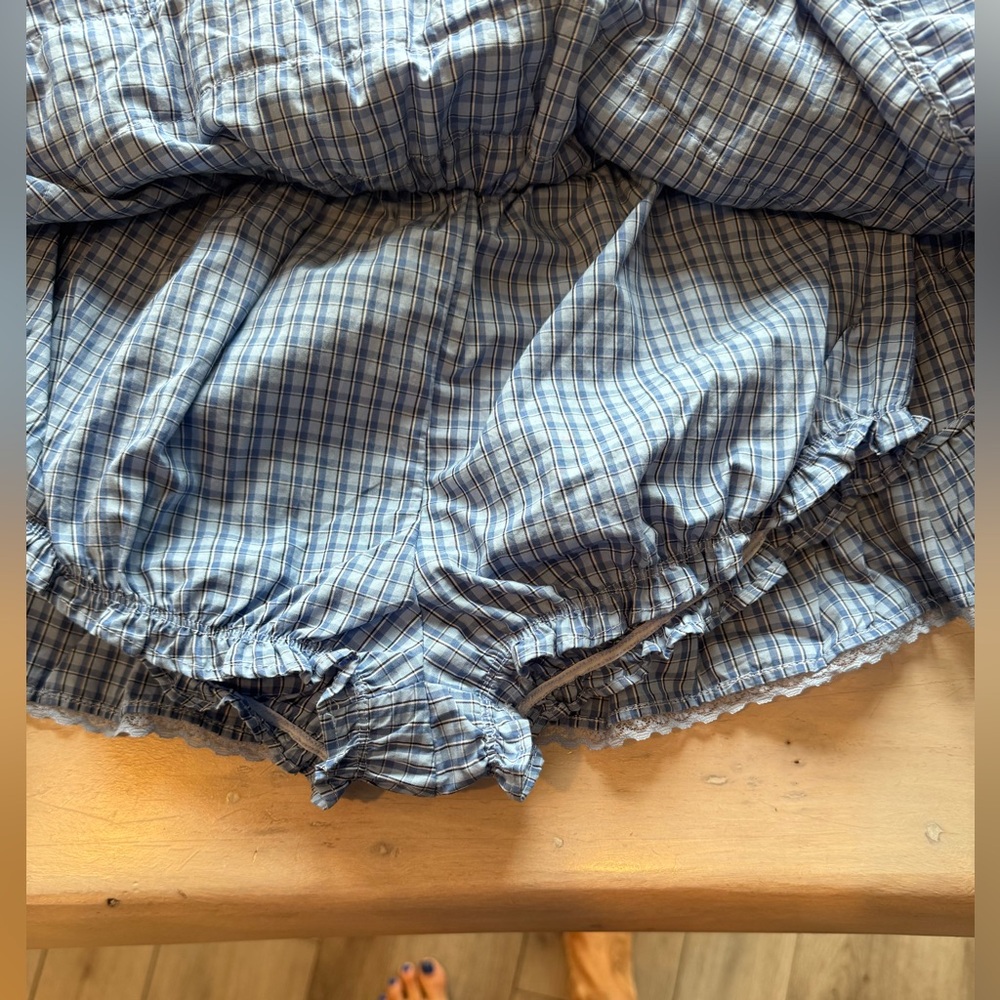 NWT Aritzia Blue Theo poplin Tiered Mini Skirt size xs - Picture 9 of 12